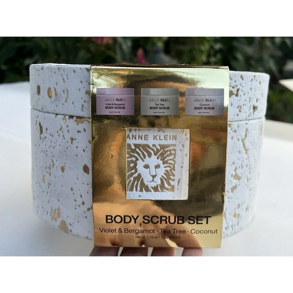 Luxury Anne Klein Body Scrub Gift Set 3 Pc Unused Reusable Keepsake Storage Box
